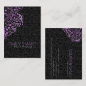 Elegant Black Damasks Lila Vintage Spitze Visitenkarte (Vorne/Hinten)
