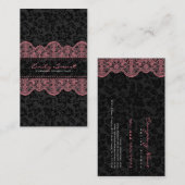 Elegant Black Damasks Pink Lace Visitenkarte (Vorne/Hinten)