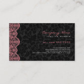 Elegant Black Damasks Pink Lace Visitenkarte (Rückseite)