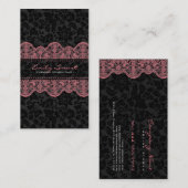 Elegant Black Damasks Pink Lace Visitenkarte (Vorne/Hinten)
