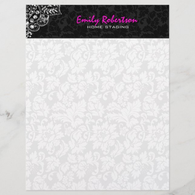 Elegant Black Damasks Silver Metallic Vintage Spit (Vorderseite)