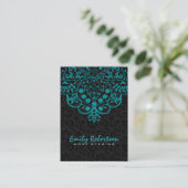 Elegant Black Damasks Türkis Blue Vintag Lace Visitenkarte (Stehend Vorderseite)