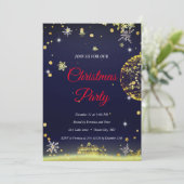 Elegant Black Diamonds Stars Weihnachten Einladung (Stehend Vorderseite)