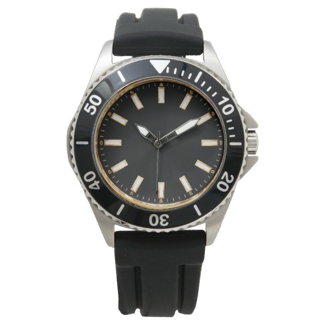 Elegant Black Diver Style Watch Design  Armbanduhr (Vorderseite)