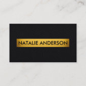 Elegant Black Faux Leather Gold Accent  Visitenkarte (Vorderseite)