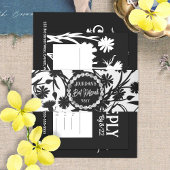 Elegant Black Floral Bat Mitzvah Einladungsbanderole