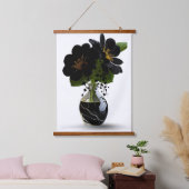 Elegant Black Floral Bouquet in Marble Vase. Wandteppich Mit Holzrahmen (Schlafzimmer)
