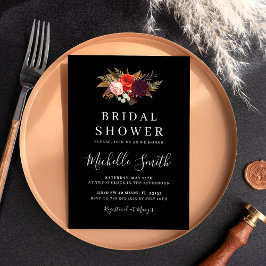 Elegant Black Floral Bridal Shower  Einladung