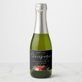 Elegant Black Floral Bridal Shower Schaumweinetikett (Vorderseite)