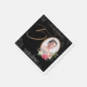 Elegant Black Floral Custom 50. Geburtstag Serviette (Ecke)