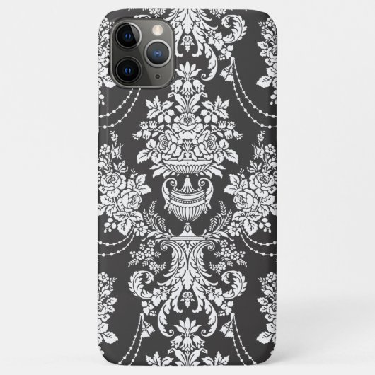 Elegant Black Floral Damask Case-Mate iPhone Hülle (Rückseite)