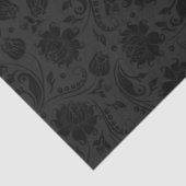 Elegant Black Floral Damasks 2 Over Dark Gray Seidenpapier (Detail)