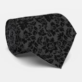 Elegant Black Floral Damasks Krawatte (Gerollt)
