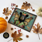 Elegant Black Floral Fantasy Bear Decoupage Seidenpapier