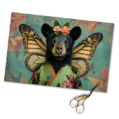 Elegant Black Floral Fantasy Bear Decoupage Seidenpapier