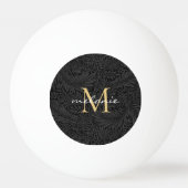 Elegant BlacK Floral Gold Script Monogram Tischtennisball (Rückseite)