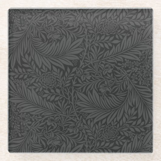 Elegant Black Floral Larkspur Botanisch Glasuntersetzer (Vorderseite)