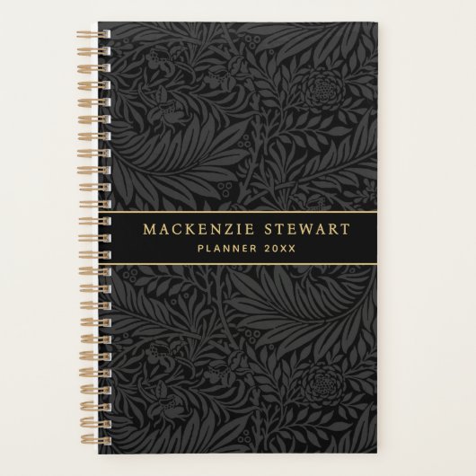 Elegant Black Floral Pattern 2026 Planer (Vorderseite)