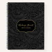 Elegant Black Floral Pattern Sketchbook Notizblock (Vorderseite)