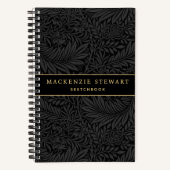 Elegant Black Floral Pattern Sketchbook Notizblock (Vorderseite)