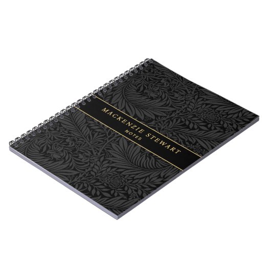 Elegant Black Floral Pattern Sketchbook Notizblock (Linke Seite)