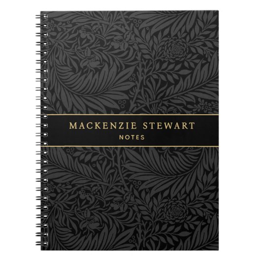 Elegant Black Floral Pattern Sketchbook Notizblock (Vorderseite)
