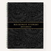 Elegant Black Floral Pattern Sketchbook Notizblock (Vorderseite)