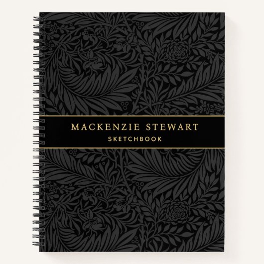 Elegant Black Floral Pattern Sketchbook Notizblock (Vorderseite)