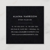 Elegant Black Floral Quadratische Visitenkarte (Rückseite)