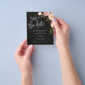 Elegant Black Floral Save the Date Budget Flyer (Gruppe)