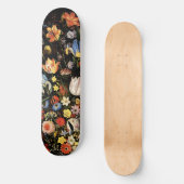 Elegant Black Floral Skateboard (Vorderseite)