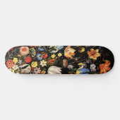 Elegant Black Floral Skateboard (Horizontal)