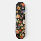 Elegant Black Floral Skateboard (Vorderseite)
