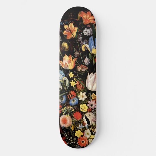 Elegant Black Floral Skateboard (Vorderseite)