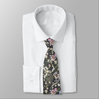Elegant Black Floral Wedding Necktie Krawatte