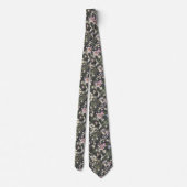 Elegant Black Floral Wedding Necktie Krawatte (Rückseite)