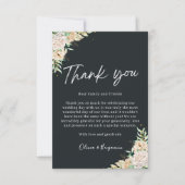 Elegant Black Floral Wedding Thank You Card Dankeskarte (Vorderseite)