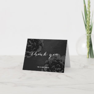 Elegant Black Floral Wedding Vielen Dank Dankeskarte