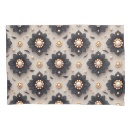 Elegant Black Flower Embellishments With Pearl Kissenbezug