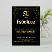 Elegant Black Foil Art Deco 50 Fabulous Birthday Folieneinladung (Stehend vorne)