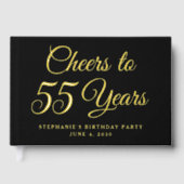 Elegant Black Foil Cheers to 55 Years Gästebuch (Vorderseite)