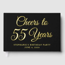 Elegant Black Foil Cheers to 55 Years Gästebuch