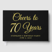 Elegant Black Foil Cheers to 70 Years Gästebuch (Vorderseite)