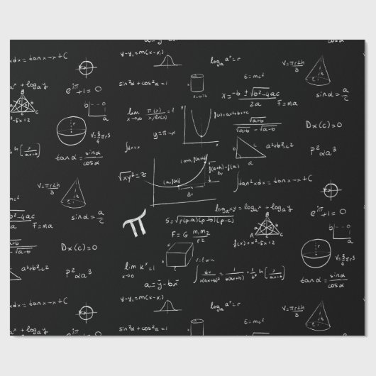 Elegant Black Formulas Equations Math Geschenkpapier (Flach)