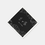 Elegant Black Ginkgo Biloba Hochzeit Serviette (Ecke)