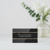 Elegant Black Gloss | Goldschneide Visitenkarte (Stehend Vorderseite)
