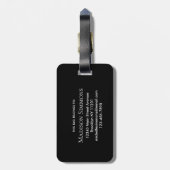 Elegant Black Gold 2 Monogram Script Name Stilvoll Gepäckanhänger (Rückseite vertikal)