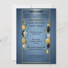 Elegant Black Gold 30th Birthday Party Invitation Einladung