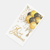 Elegant Black Gold 50. Geburtstag Confetti Balloon Serviette (Ecke)