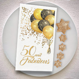 Elegant Black Gold 50. Geburtstag Confetti Balloon Serviette